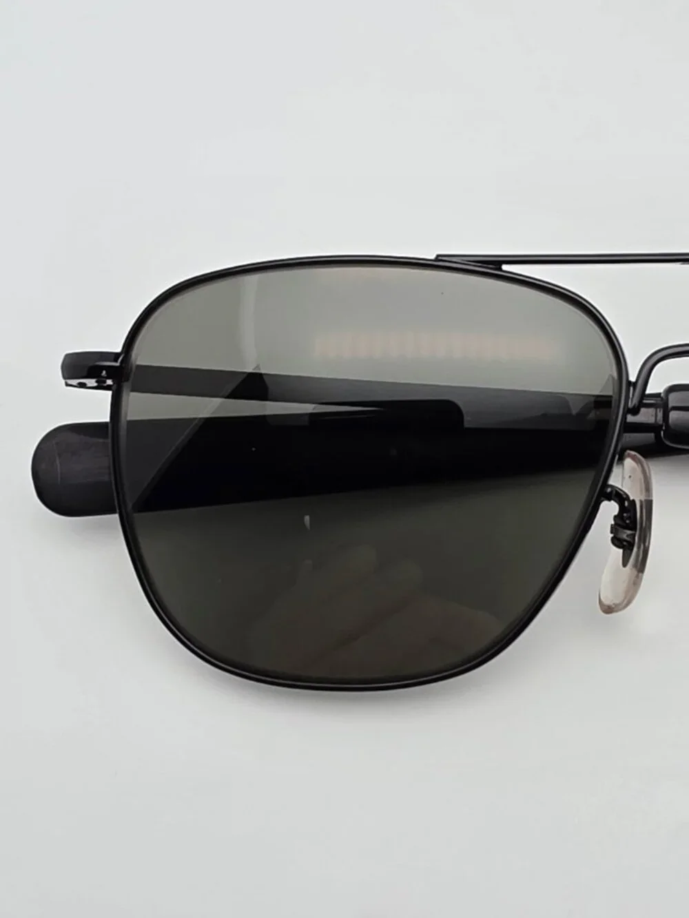 American Optical Original Pilot OP-52B Black Grey Glass Lens Aviator Sunglasses